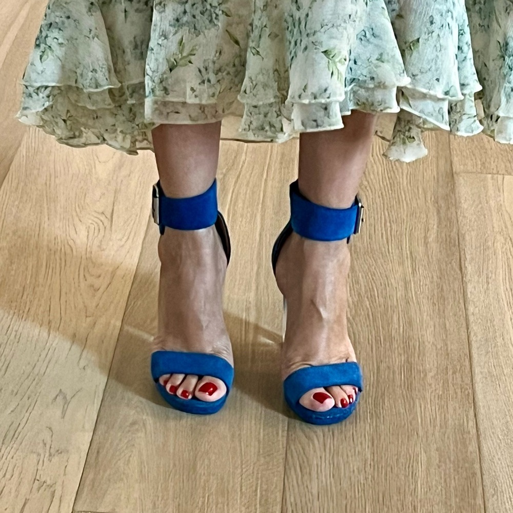 Jeffrey Campbell Cobalt Blue Ankle-Strap Open-Toe Heels